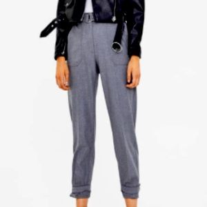 Tailored pants with belt and ankle detail size 2